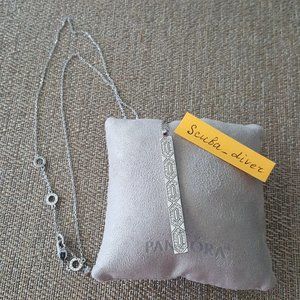 Henri Bendel Chrysler Long Pendant Necklace Silver Swarovski Crystals